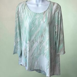 NEW Chico's  Liquid Knit Asymmetrical Hem Tunic Geode Abstract Artsy 2 L 12